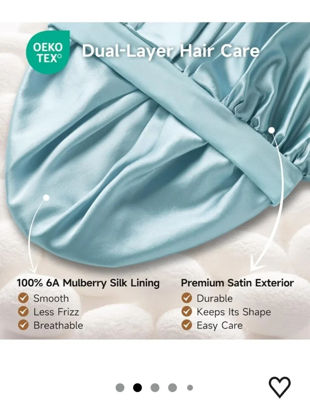 22 Momme 100% Mulberry Silk Lined Bonnet for Sleeping - Light Blue